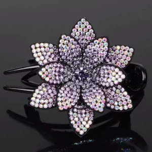 Rhinestone Double Flower Hair Clip