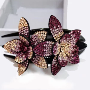 Rhinestone Double Flower Hair Clip