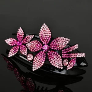 Rhinestone Double Flower Hair Clip