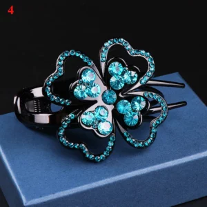Rhinestone Double Flower Hair Clip