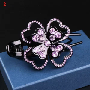 Rhinestone Double Flower Hair Clip