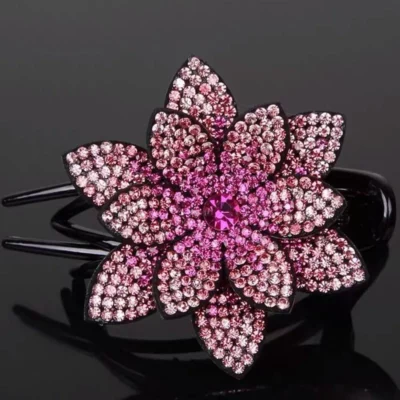 Rhinestone Double Flower Hair Clip
