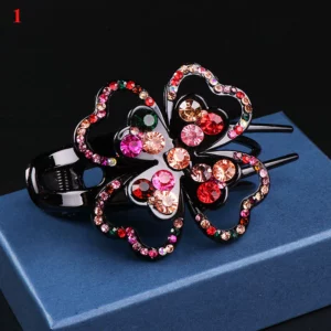 Rhinestone Double Flower Hair Clip