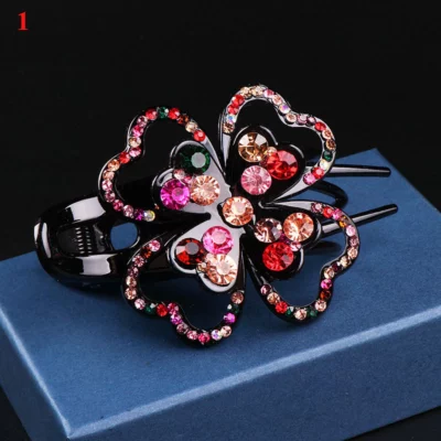 Rhinestone Double Flower Hair Clip