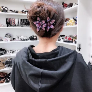 Rhinestone Double Flower Hair Clip