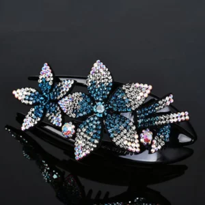 Rhinestone Double Flower Hair Clip