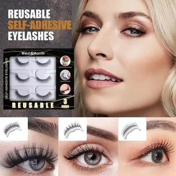 Self-Adhesive Smooth False Eyelashes 3 pairs