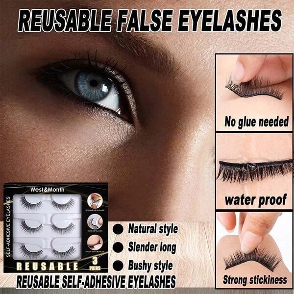 Self-Adhesive Smooth False Eyelashes 3 pairs
