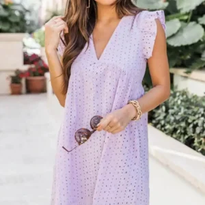 V-neck Summer Short Sleeve Lace Dress