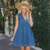 V-neck Summer Short Sleeve Lace Dress