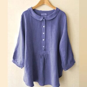 Womens Cotton Linen Seven Sleeve Shirt