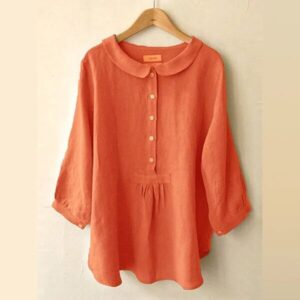 Womens Cotton Linen Seven Sleeve Shirt