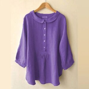 Womens Cotton Linen Seven Sleeve Shirt