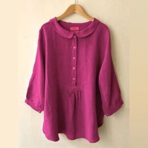 Womens Cotton Linen Seven Sleeve Shirt