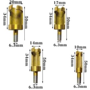 4pcs Titanium Coated Shank Barrel Cork Bits