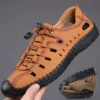Aviator Wrapped Toe Hollow Leather Sandals