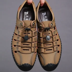 Aviator Wrapped Toe Hollow Leather Sandals