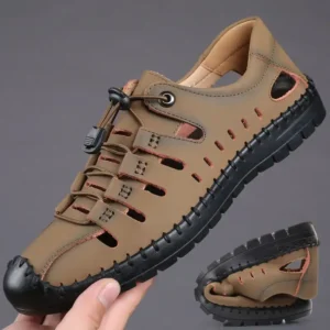 Aviator Wrapped Toe Hollow Leather Sandals