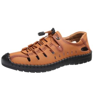 Aviator Wrapped Toe Hollow Leather Sandals