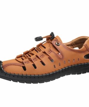 Aviator Wrapped Toe Hollow Leather Sandals