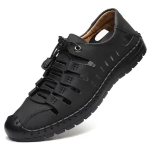 Aviator Wrapped Toe Hollow Leather Sandals