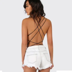 Back Drawstring Sexy Bandage Bodysuit