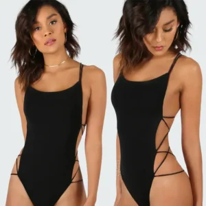 Back Drawstring Sexy Bandage Bodysuit