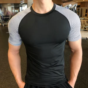 Bqodqo Men Running Compression T-shirt