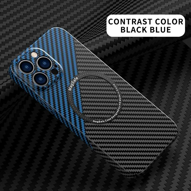 Carbon Fiber Texture Magnetic Wireless Charging Iphone Case