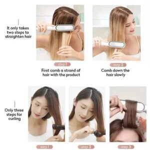 Electric Splint Hair Straightener Air Comb Brush Styling Straight Curling Dual-Use