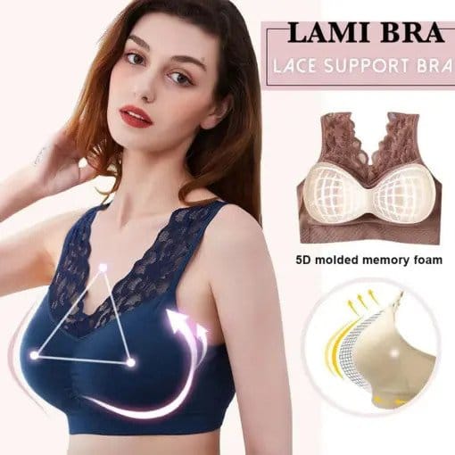 LAMI BRA - Суперэластичный дышащий кружевной бюстгальтер Push Up Comfort