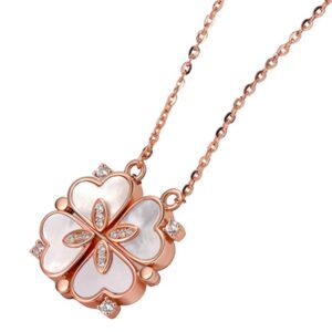 Lucky Heart Sterling Silver Necklace With Six Roses