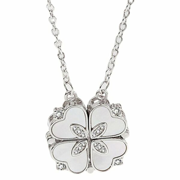 Lucky Heart Sterling Silver Necklace With Six Roses