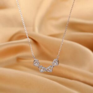 Lucky Heart Sterling Silver Necklace With Six Roses