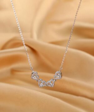 Lucky Heart Sterling Silver Necklace With Six Roses