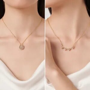 Lucky Heart Sterling Silver Necklace With Six Roses