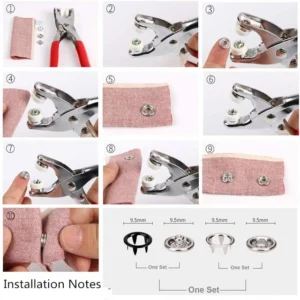 Metal Snaps Buttons With Fastener Pliers Press Tool Kit