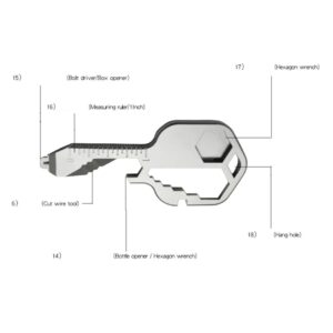Multifunctional Key Shaped Pocket Tool