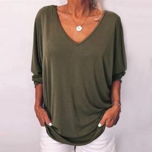 Plus Size Women Loose Baggy T-Shirt Button