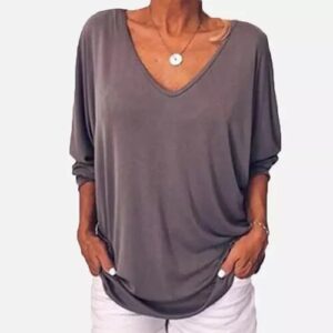 Plus Size Women Loose Baggy T-Shirt Button