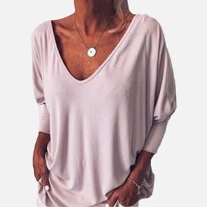 Plus Size Women Loose Baggy T-Shirt Button