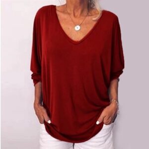 Plus Size Women Loose Baggy T-Shirt Button