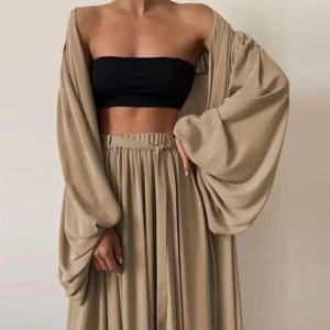 Spring & Summer Sexy Coat 3 Piece Cardigan High Waist Pants Set