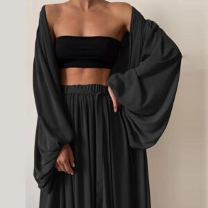 Spring & Summer Sexy Coat 3 Piece Cardigan High Waist Pants Set