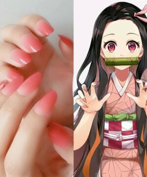 Yaiba Kamado Pink Nezuko Nails