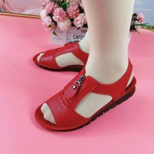 Zipper Flat Leather Soft and Sole Comfort Sandals