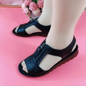 Zipper Flat Leather Soft and Sole Comfort Sandals