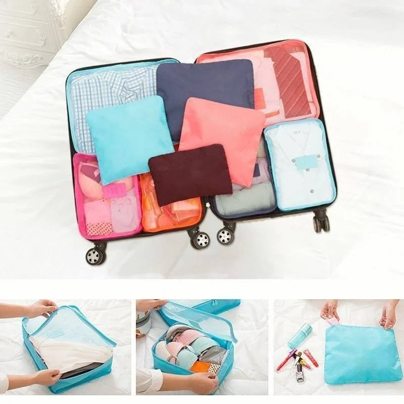 6 Pieces Portable Travel Luggage Packing Cubes