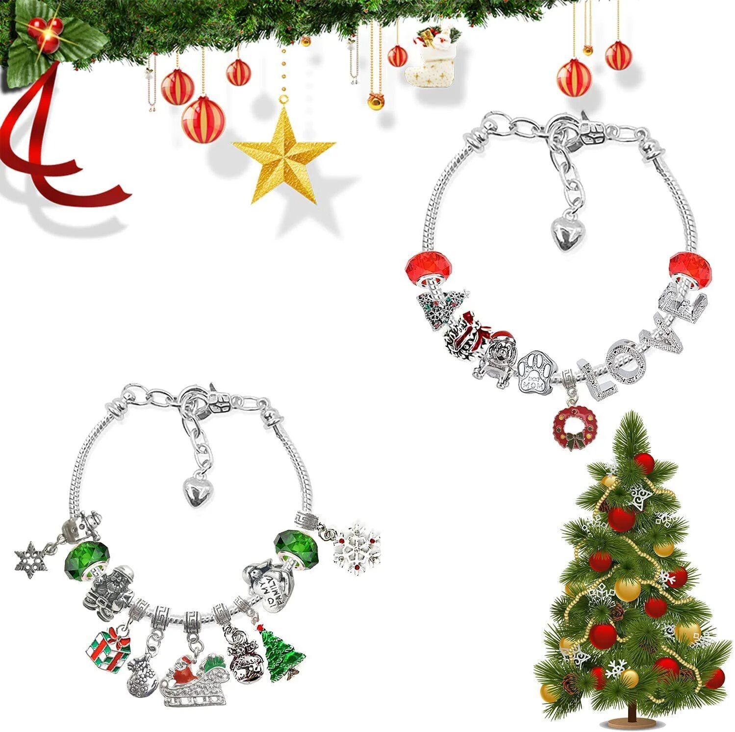 Calendar DIY Christmas Advent Calendar Bracelets Set