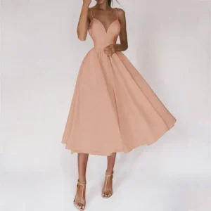 Elegant Strappy V-neck Dress